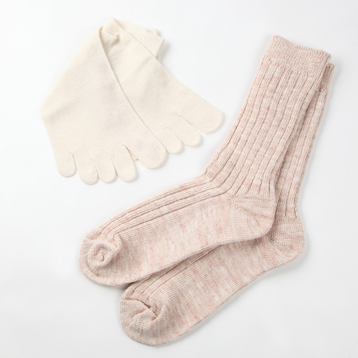 【在庫一掃セール】オーガニックコットン　お出かけ2枚重ね履きソックス　綿コットン100％　/SILK DE KYOTOオリジナル