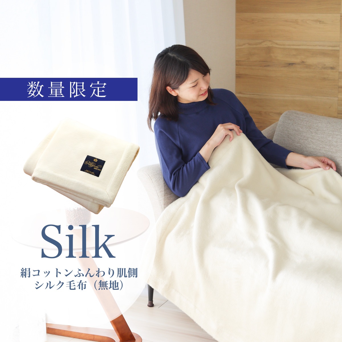 数量限定 絹コットンふんわり肌側シルク毛布（無地） | すべての商品