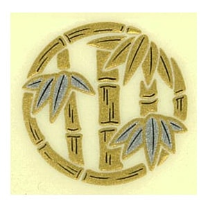 蒔絵シール1331 1寸花丸竹 蒔絵シール 盛り上げ 花柄 ネットｄｅシマモト