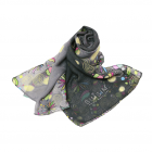 ＜ストール＞エスニックフラワー(チャコールグレー)