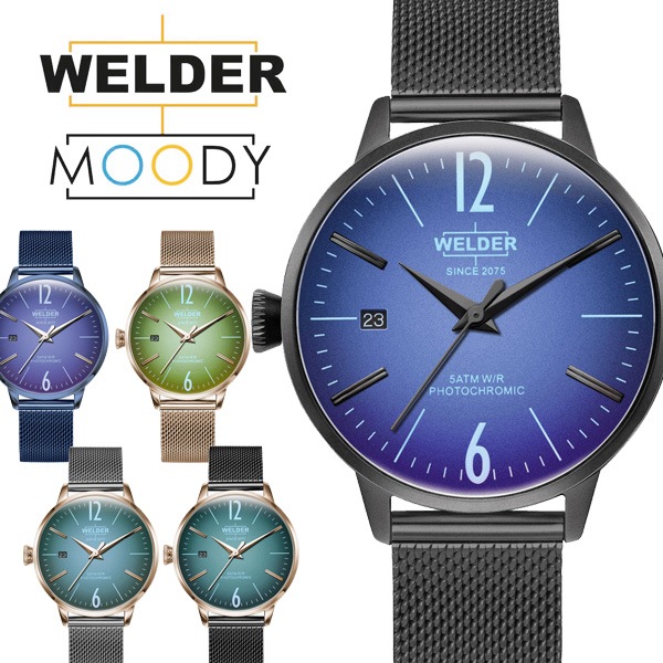 WELDER（ウェルダー）クォーツ時計 WELDER/ウェルダー/クォーツ腕時計/アナログ/レザー/BLK/BLK