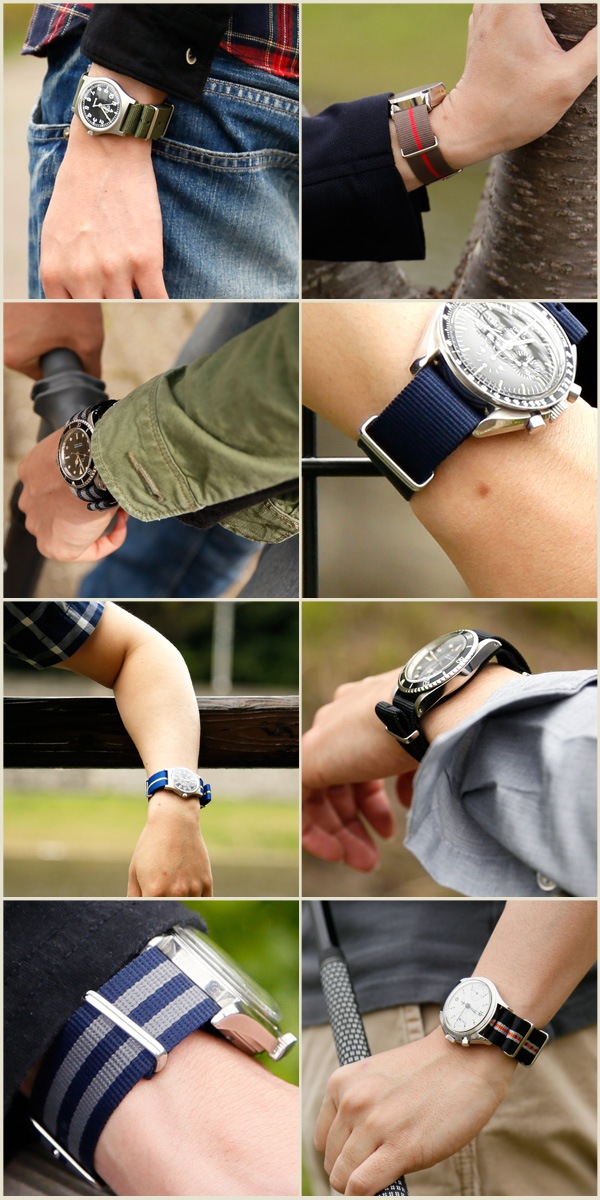 NATOタイプストラップ 腕時計 替えベルト ナイロン 耐水 全16色