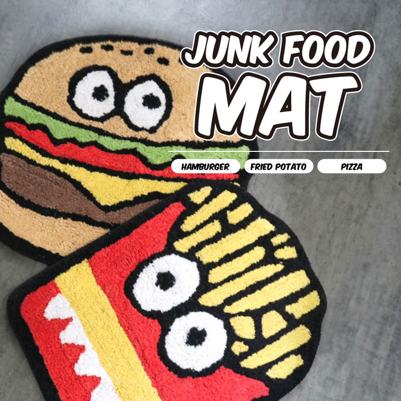 パグとハンバーガーパネル生地　ハンドメイド マルチに使えるマット！マグネット ハンドメイドマット ハンバーガー