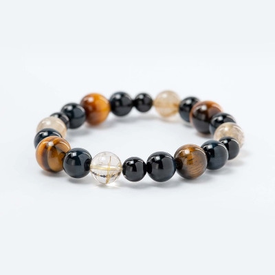 目標達成をサポート！８月の誕生石【オニキス】ダーク系 高級ルチルクォーツ　神社で祈願済み