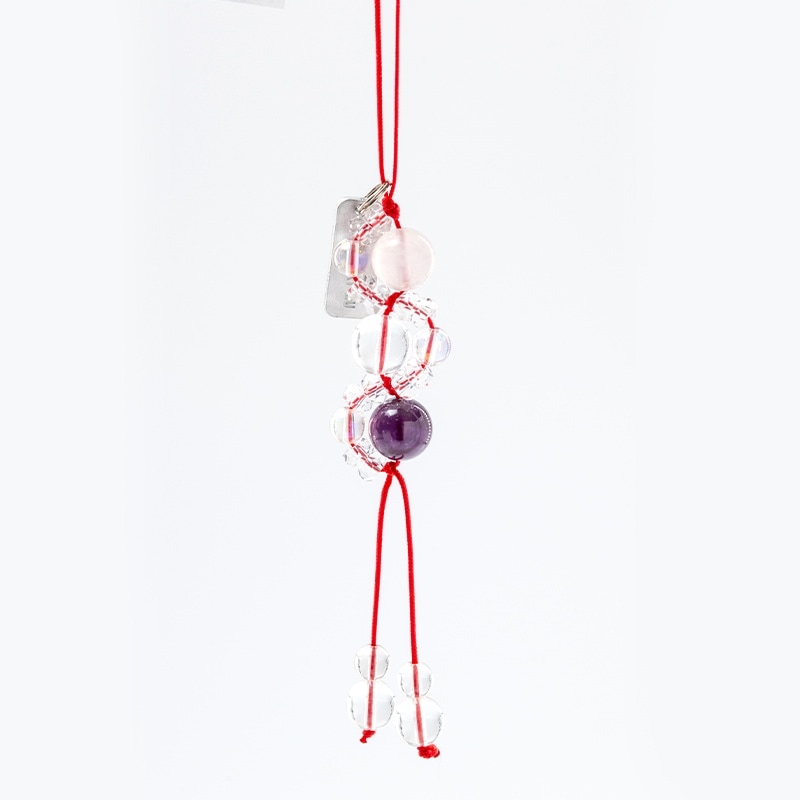 良縁成就 パワーストーン三連ストラップ アメジスト＆ローズクォーツ