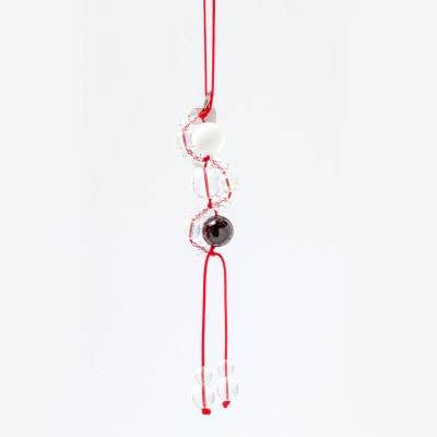 合格成就 パワーストーン三連ストラップ　神社で祈願・祓い清め済み　ホワイトオニキス＆ガーネット/頑張ってる君を応援！