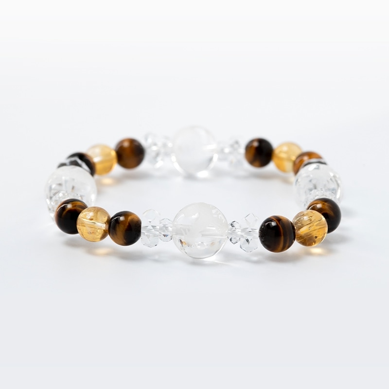 ブレスレット【タイガーアイ＆シトリン】□兼用□四神水晶彫り□｜白崎