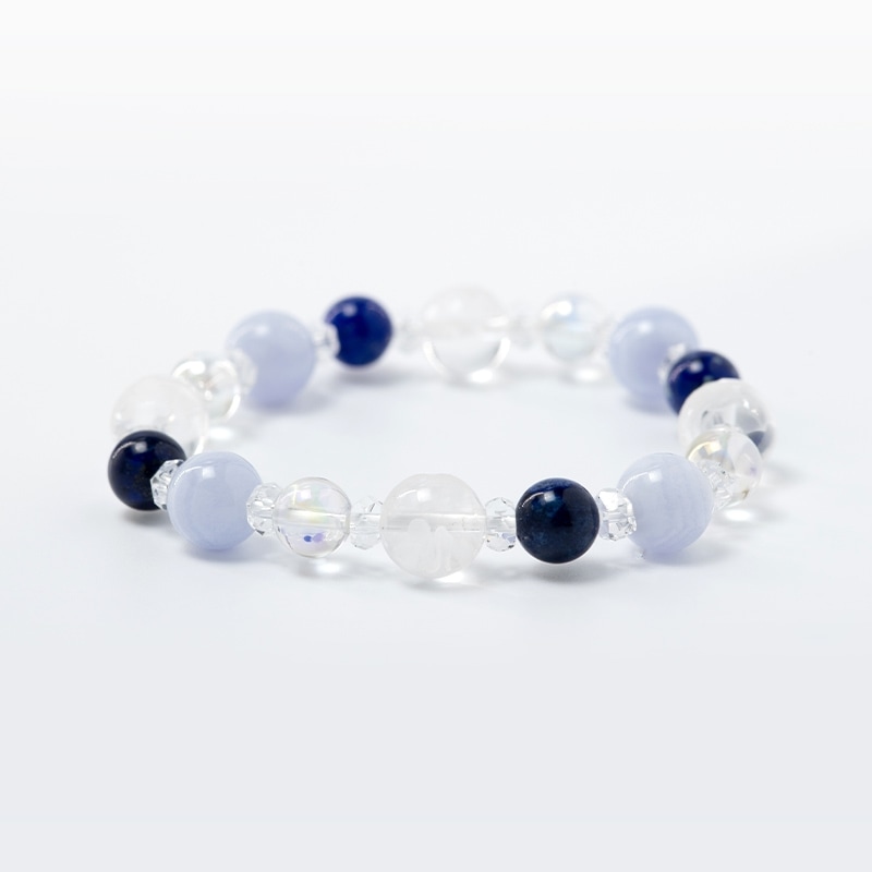 白崎八幡宮 天使の力 セラフィナイト×ブルーレースアゲート 精神安定 パワーストーンブレスレット 神社で祈願済み (内周:約14cm)