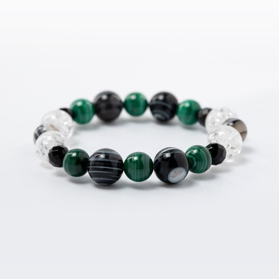 岩国鎮座の神社で厄除開運祈願！厄除開運ブレスレットお守り（メンズ）【天眼石＆マラカイト】