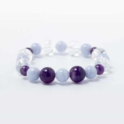岩国鎮座の神社で良縁成就祈願！良縁成就ブレスレット（メンズ）【アメジスト＆ブルーレースアゲート＆アクアマリン】