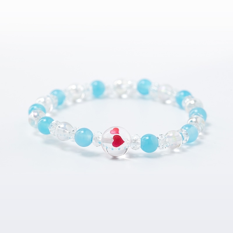 ダブルハートレディースブレスレットお守り シーブルーカルセドニー