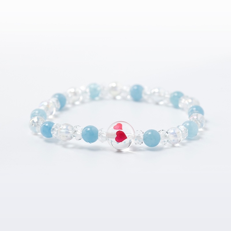 ダブルハートレディースブレスレットお守り アクアマリン｜白崎八幡宮