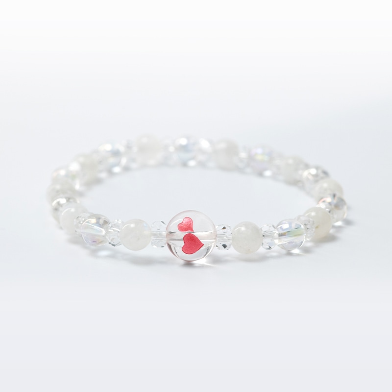 ダブルハートレディースブレスレットお守り ムーンストーン ｜白崎八幡宮
