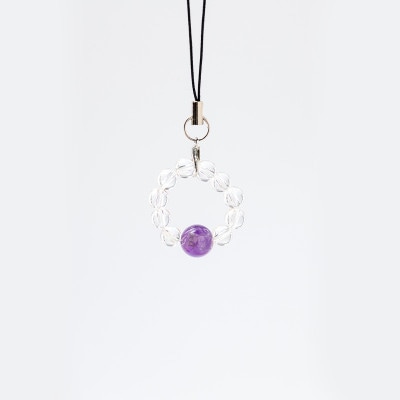 【アメジスト】　２月の誕生石　輪形ストラップお守り/パワーストーン/誕生日/アクセ/神社で祈願済み