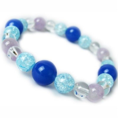 巫女オリジナル 開運招福 ブルー系  パワーストーンブレスレットお守り　神社で祈願済み