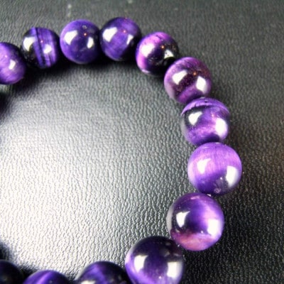 10mm玉 パープルタイガーアイ 招福ブレスレット 神社で祈願済み