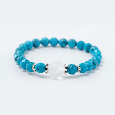 運気上昇・仕事運向上！水晶龍彫り ターコイズ 一粒パワーストーンブレスレット 神社で祈願済み
