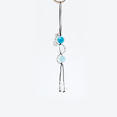 交通安全・旅行安全　パワーストーン三連ストラップ　神社で祈願・祓い清め済み　ハウライトターコイズ＆アクアマリン