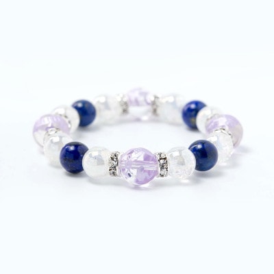 風水四神獣12mm紫箔水晶　パワーストーンブレスレット　ラピスラズリ　神社で祈願済み　メンズ/レディース　サイズ調整可
