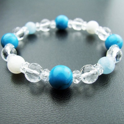 交通安全・旅行安全祈願 アクアマリン　ブルームーンストーン ペアブレスレットパワーストーン祈願済み