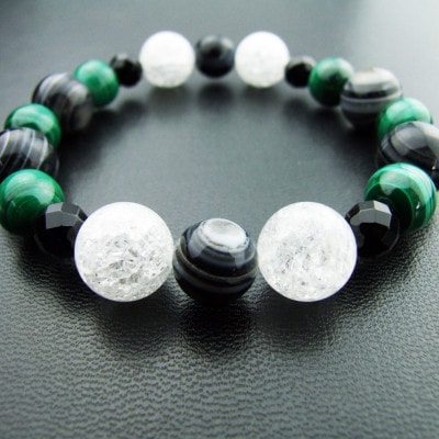 魔よけ・厄除け祈願 天眼石 マラカイト ペアブレスレットパワーストーン祈願済み