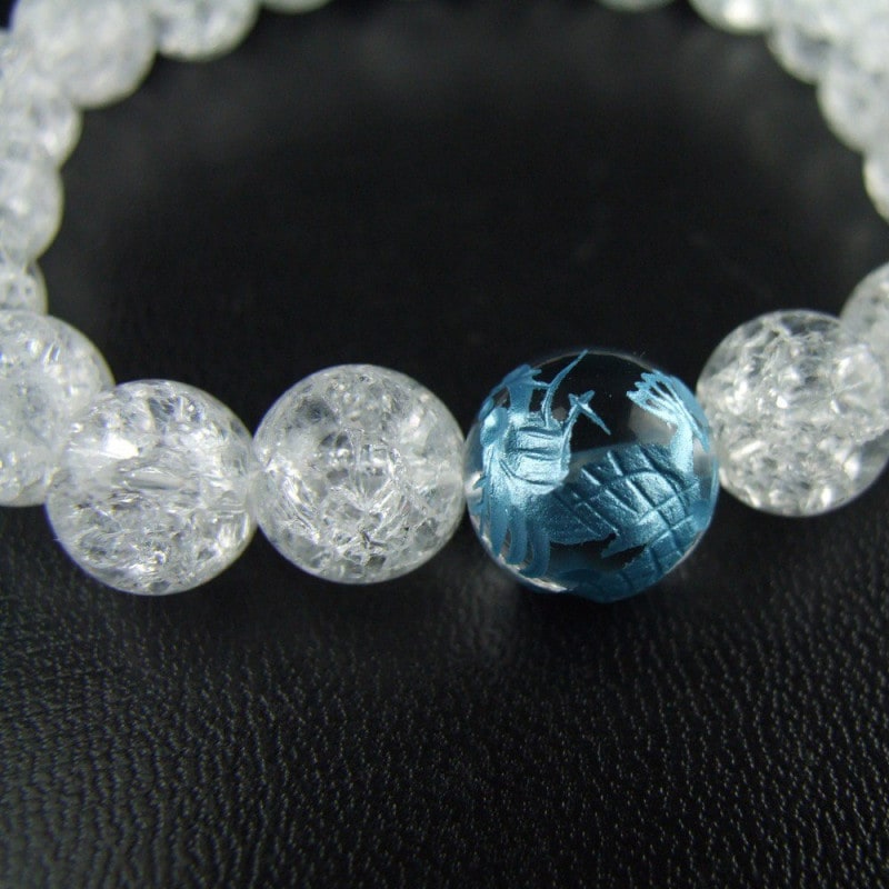 運気上昇！ブルー龍彫り12mm&&クラック水晶｜白崎八幡宮
