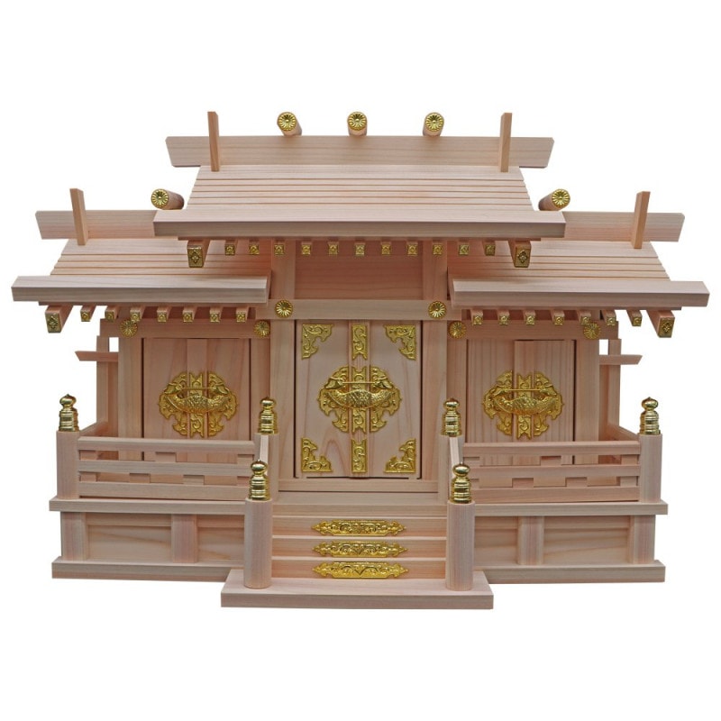 神棚 新寸屋根違い三社・小（ひのき）｜白崎八幡宮