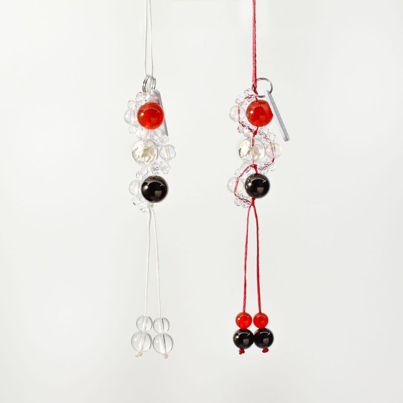 占いに使える30mmの水晶球　　お守りパワーストーンとして 2026年開運祈願 銀彫水晶午 パワーストーン3連ストラップお守り(2種