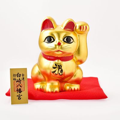 招き猫【純金箔】 招財金猫（まねきんねこ）【左手上げ】