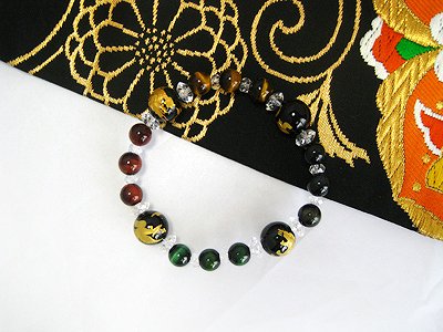 ブレスレット【タイガーアイ（四種）】□兼用□四神オニキス金彫り