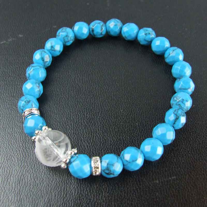 水晶龍彫り ターコイズ 一粒パワーストーンブレスレット｜白崎八幡宮