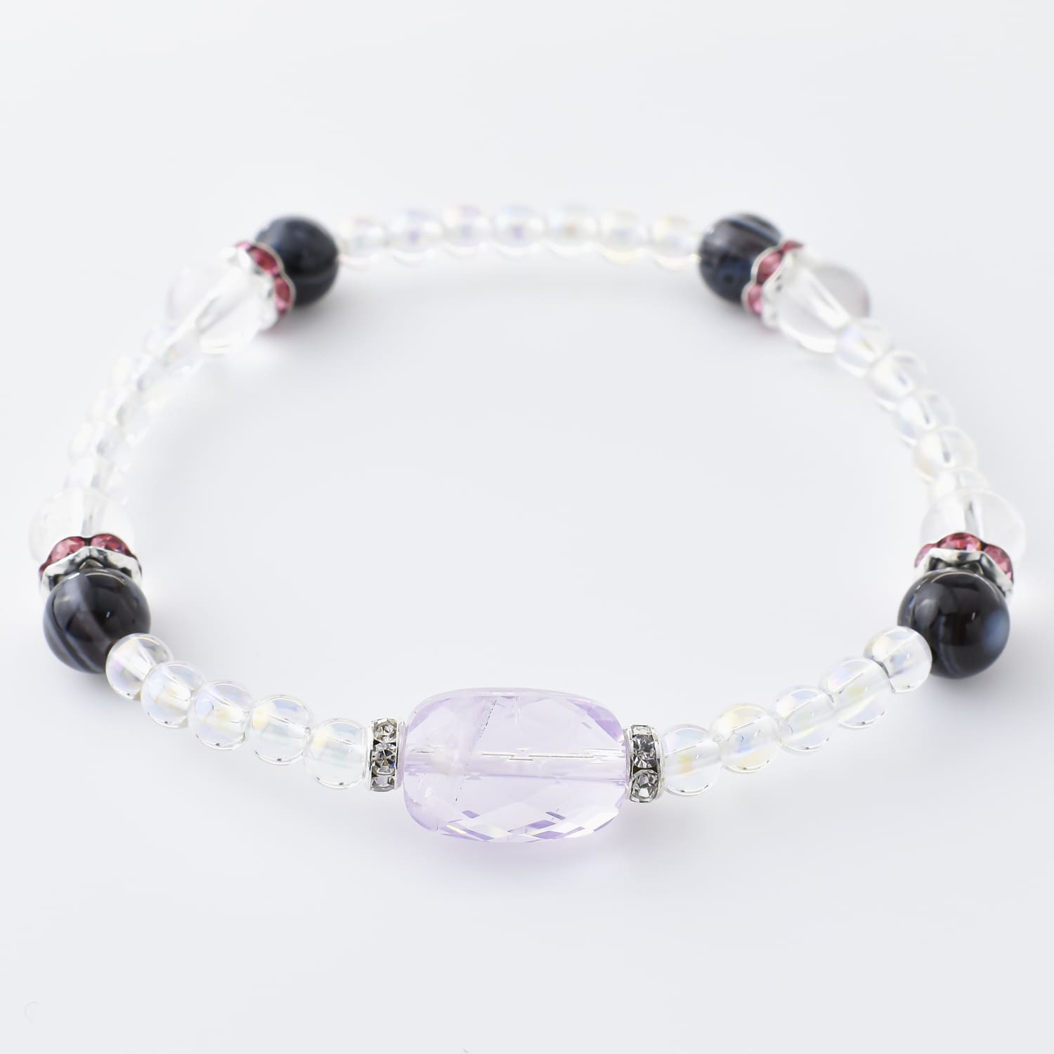 開運厄除・除災招福祈願　レクタングルカットアメジスト　女性のためのパワーストーンブレスレット