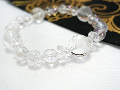 ブレスレット【アクアオーラ＆C水晶】□兼用□四神水晶彫り□｜白崎八幡宮