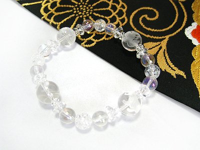 運気上昇四神パワー！開運風水四神ブレスレット【アクアオーラ＆Ｃ水晶】■兼用■四神水晶彫り■