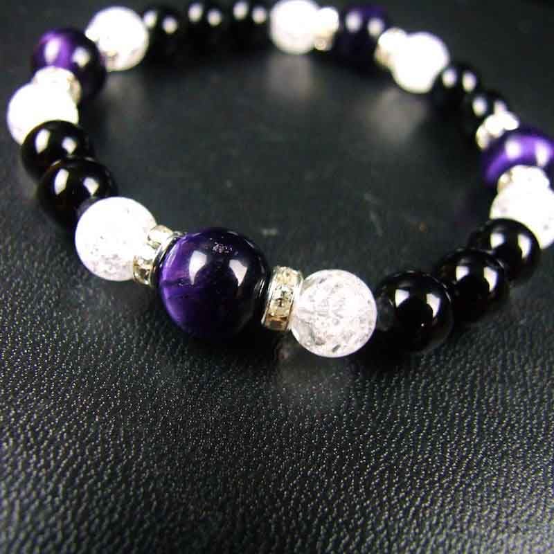 成功・幸福・直感力 パープルタイガーアイ&オニキス パワーストーン