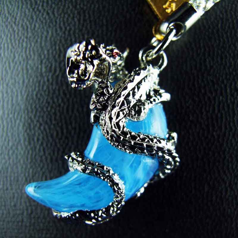 運気上昇 昇龍勾玉お守り ブルー 根付｜白崎八幡宮