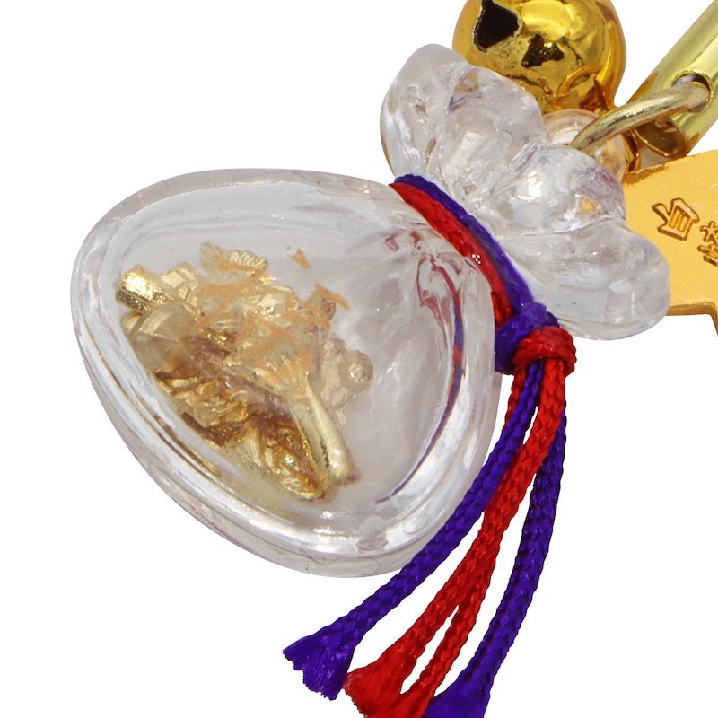 金運・開運 福巾着（きんちゃく）のお守り（紫） ストラップ｜白崎八幡宮