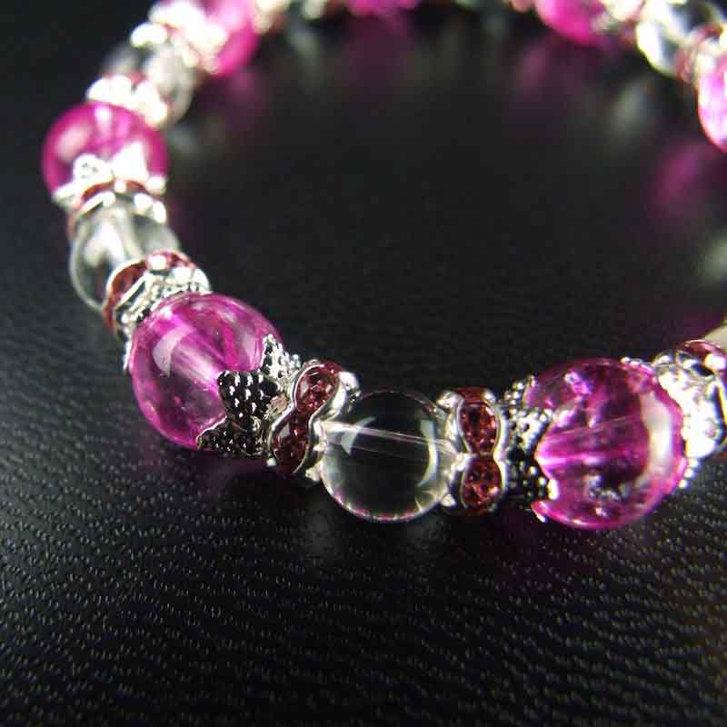 愛され力アップ ピンククラック水晶×水晶 巫女ブレスレット｜白崎八幡宮