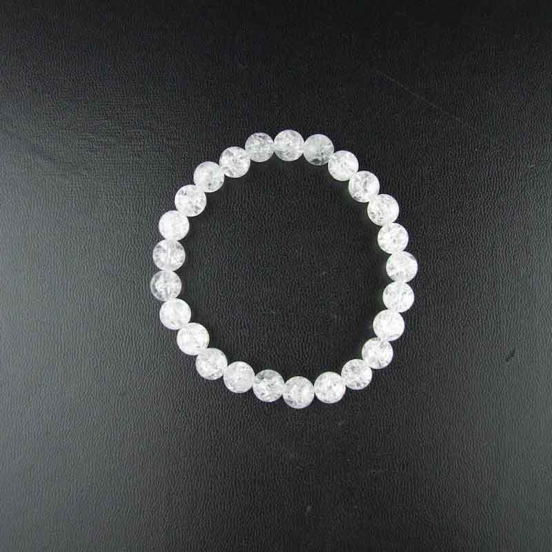 浄化・開運・魔除け クラック水晶8mm 高級桐箱付き　神社で祈願済み　パワーストーンブレスレット