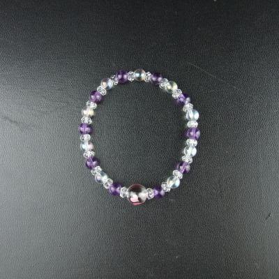 ダブルハートレディースブレスレットお守り ラベンダーアメジスト