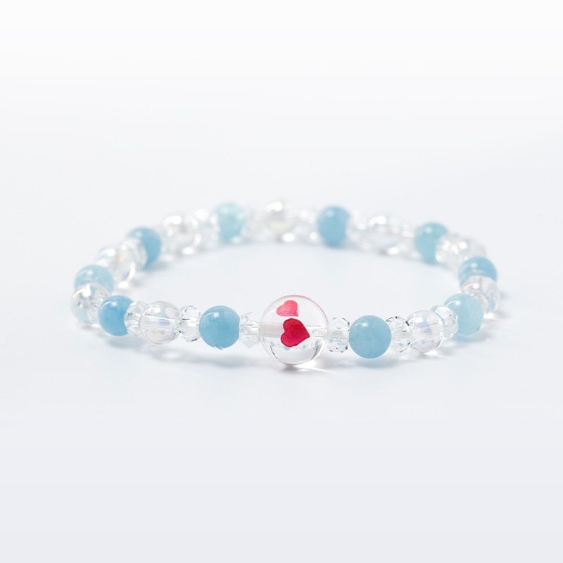 ダブルハートレディースブレスレットお守り アクアマリン｜白崎八幡宮