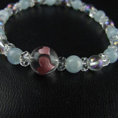 ダブルハートレディースブレスレットお守り アクアマリン｜白崎八幡宮