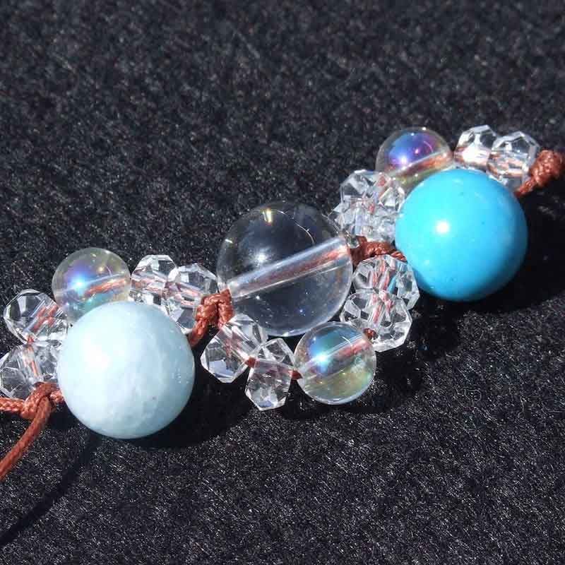 交通安全・旅行安全 パワーストーン三連ストラップ ハウライト