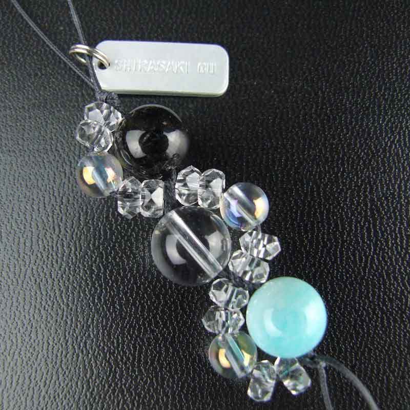 勝運上昇 パワーストーン三連ストラップ ブラックルチル＆アマゾナイト