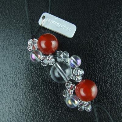 病気平癒 パワーストーン三連ストラップ　神社で祈願・祓い清め済み　赤めのう/早く元気になってね！