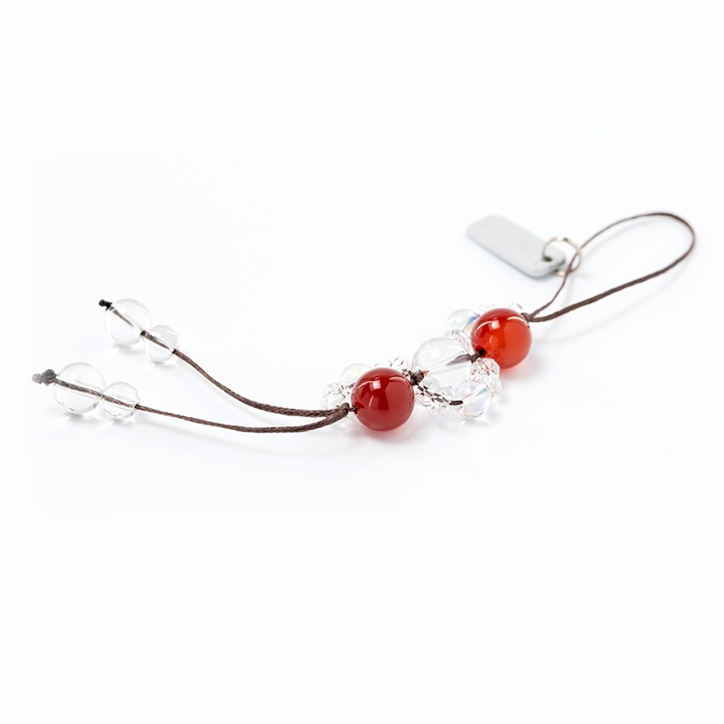 病気平癒 パワーストーン三連ストラップ　神社で祈願・祓い清め済み　赤めのう/早く元気になってね！