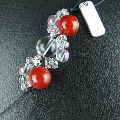 病気平癒 パワーストーン三連ストラップ　神社で祈願・祓い清め済み　赤めのう/早く元気になってね！