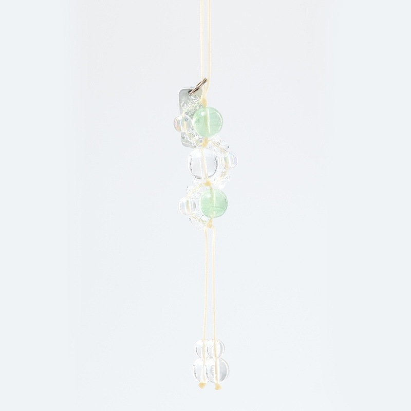 学業成就 パワーストーン三連ストラップ 神社で祈願・祓い清め済み フローライト/学ぶことは大切なこと!