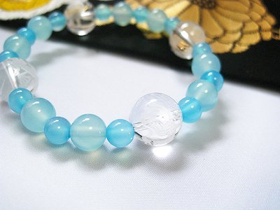 キューブカルセドニー＆ブルーカラーオパール　ブレスレット キューブカルセドニー＆ブルーカラーオパール ブレスレット Chalcedony