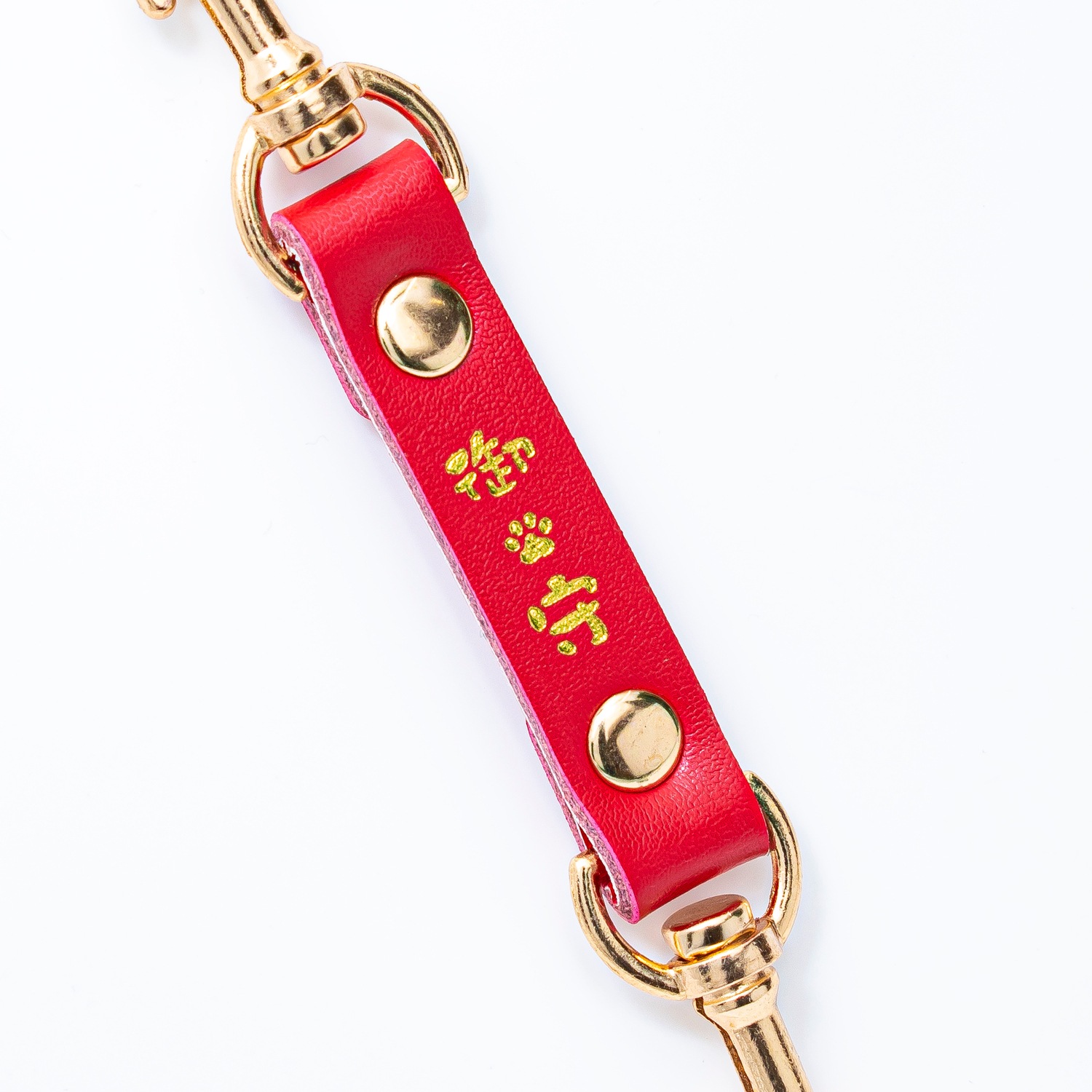 ペットのためのお守り　おさんぽリードお守り　【赤】　本革製